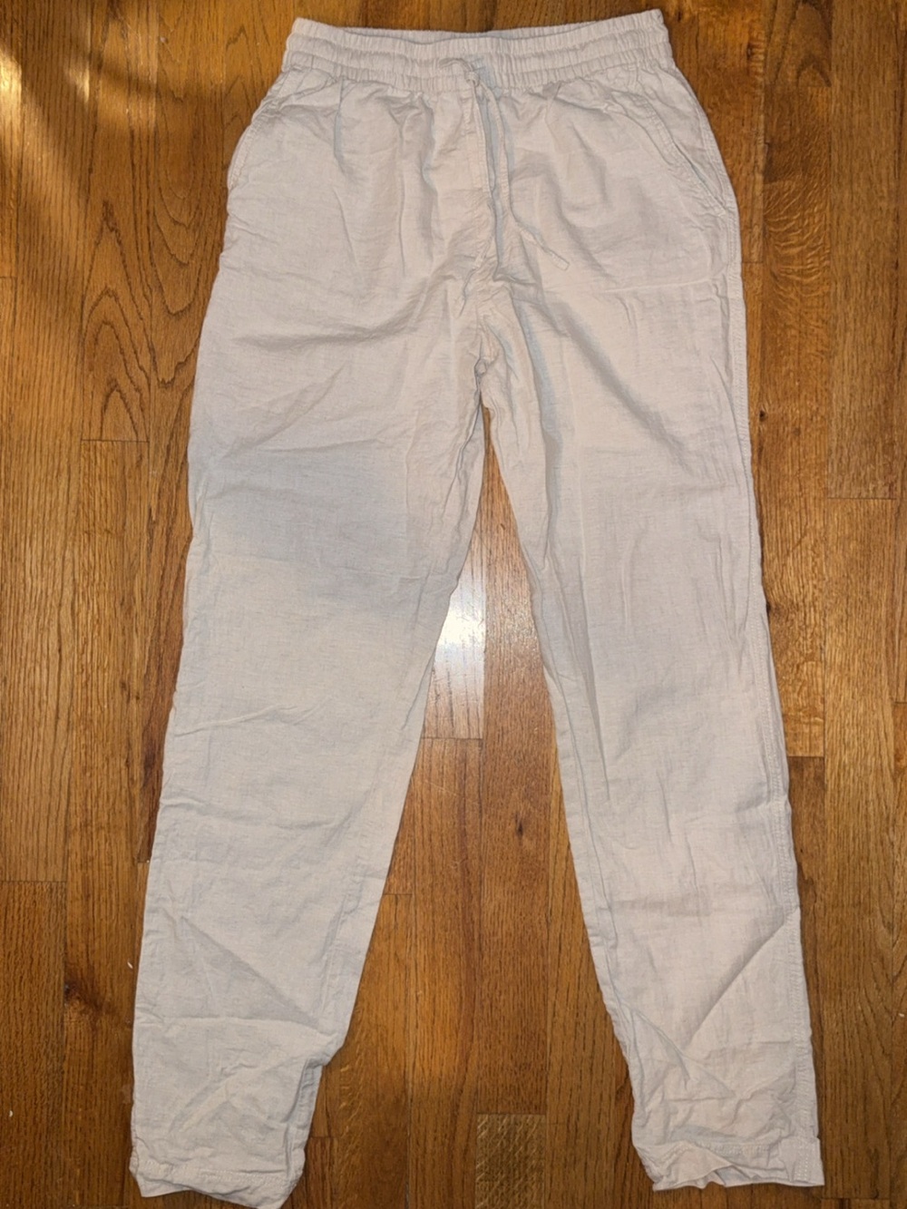 H&M Light Beige Drawstring Linen-Blend Pants Worn Once Size XS Women
